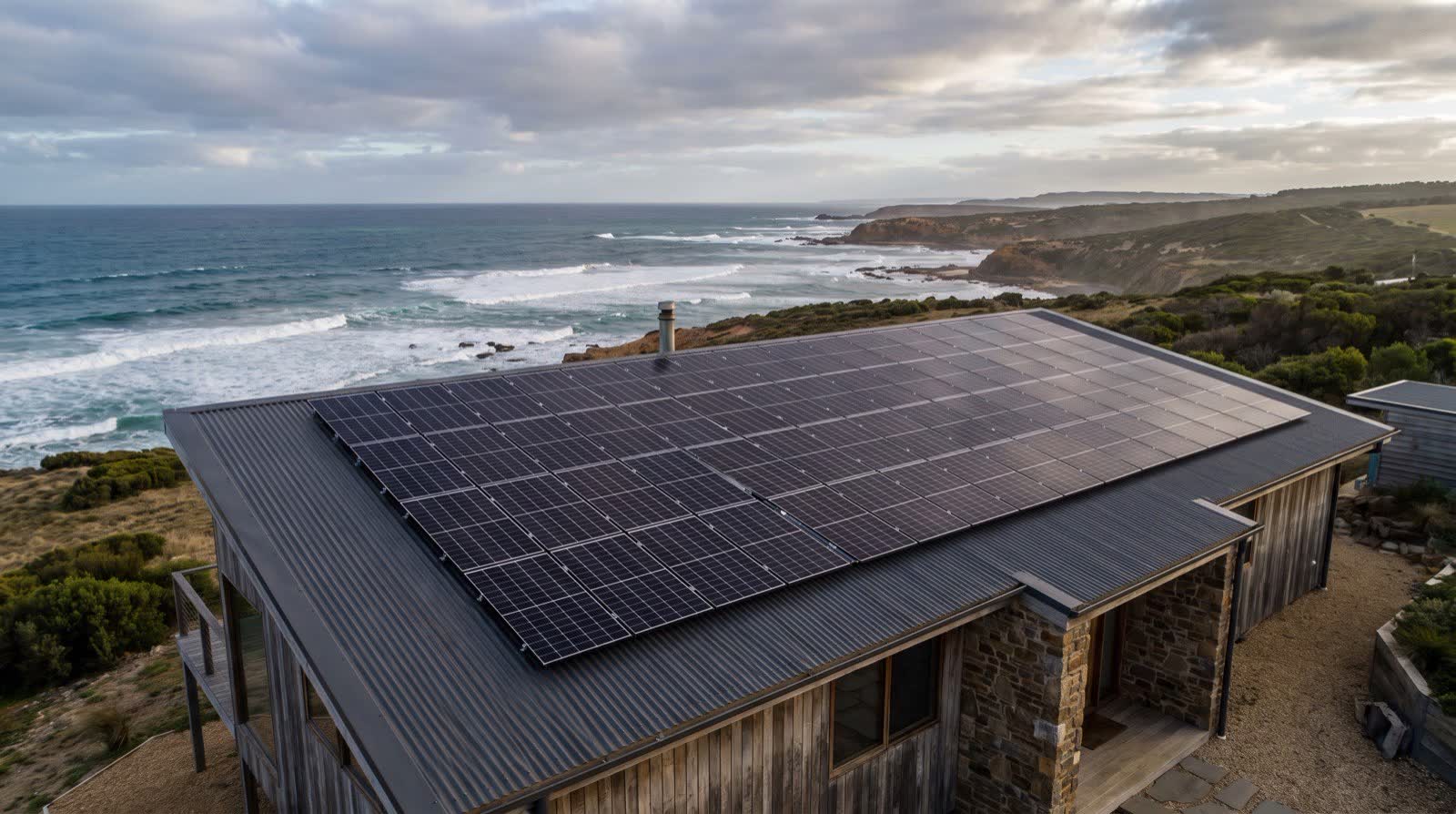 Rooftop solar on a home in Camperdown, the western district
